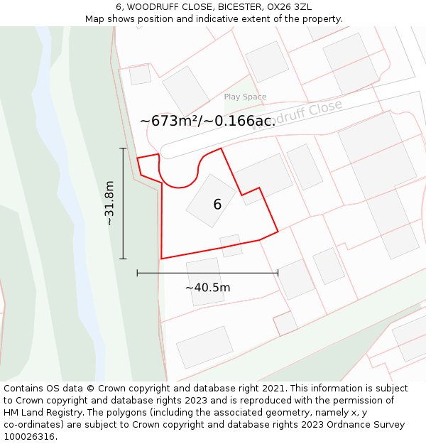 6, WOODRUFF CLOSE, BICESTER, OX26 3ZL: Plot and title map