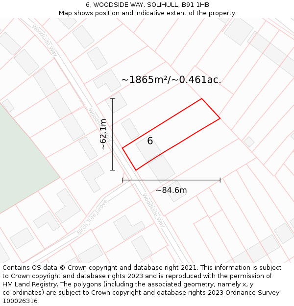 6, WOODSIDE WAY, SOLIHULL, B91 1HB: Plot and title map