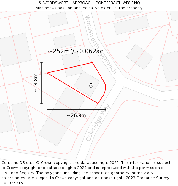 6, WORDSWORTH APPROACH, PONTEFRACT, WF8 1NQ: Plot and title map