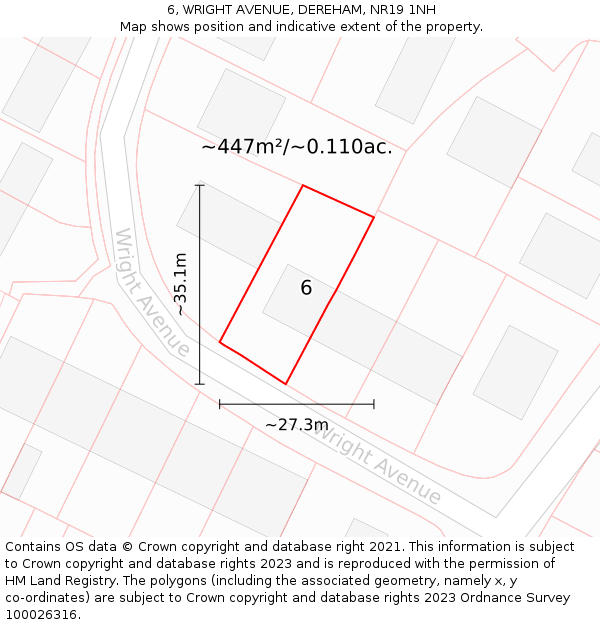 6, WRIGHT AVENUE, DEREHAM, NR19 1NH: Plot and title map