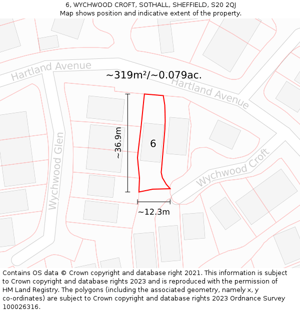 6, WYCHWOOD CROFT, SOTHALL, SHEFFIELD, S20 2QJ: Plot and title map