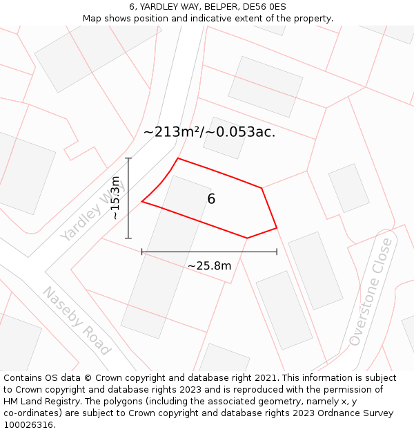 6, YARDLEY WAY, BELPER, DE56 0ES: Plot and title map