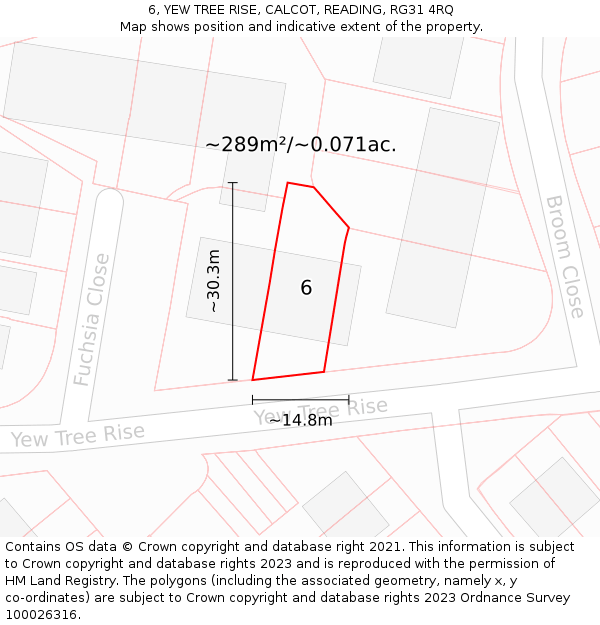 6, YEW TREE RISE, CALCOT, READING, RG31 4RQ: Plot and title map