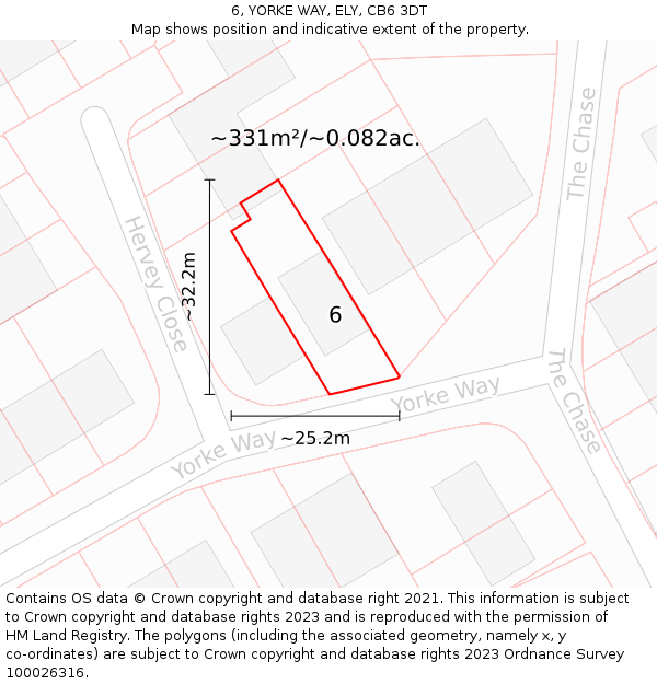 6, YORKE WAY, ELY, CB6 3DT: Plot and title map