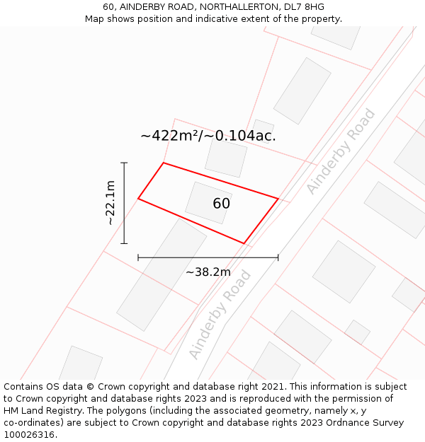 60, AINDERBY ROAD, NORTHALLERTON, DL7 8HG: Plot and title map