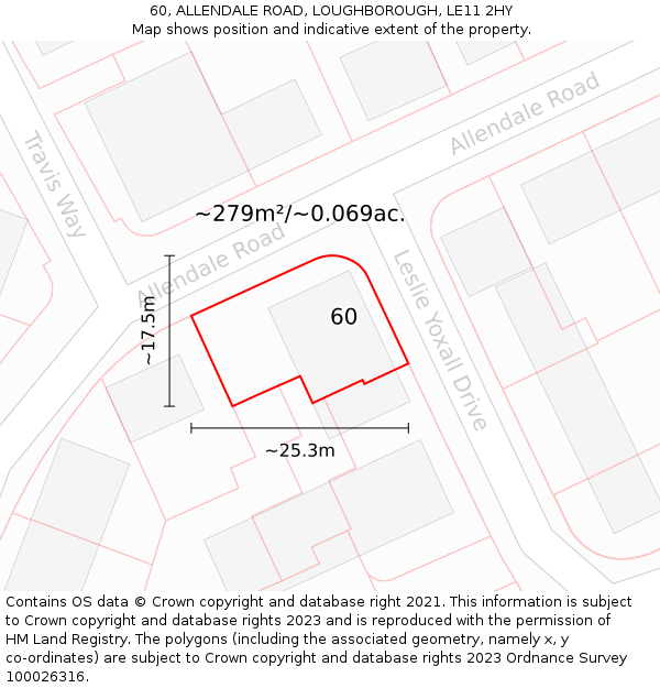 60, ALLENDALE ROAD, LOUGHBOROUGH, LE11 2HY: Plot and title map