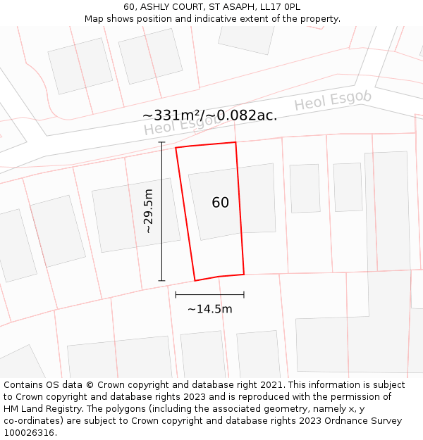 60, ASHLY COURT, ST ASAPH, LL17 0PL: Plot and title map