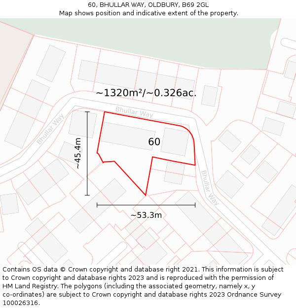 60, BHULLAR WAY, OLDBURY, B69 2GL: Plot and title map