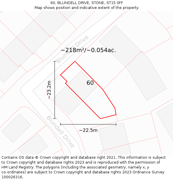 60, BLUNDELL DRIVE, STONE, ST15 0FF: Plot and title map