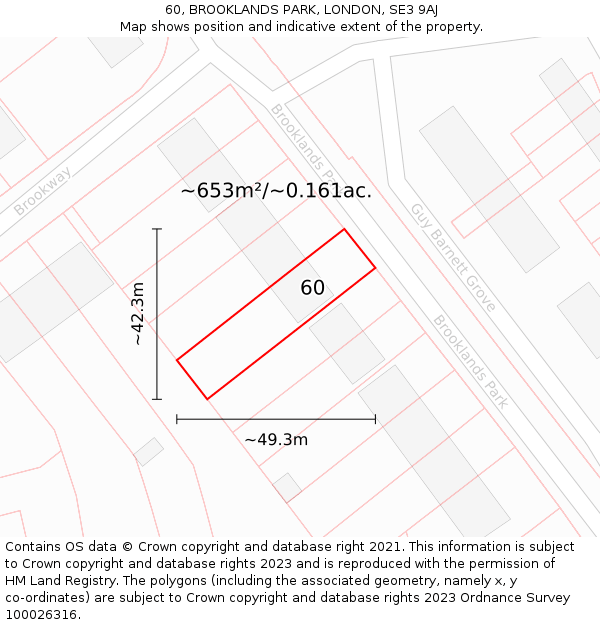 60, BROOKLANDS PARK, LONDON, SE3 9AJ: Plot and title map