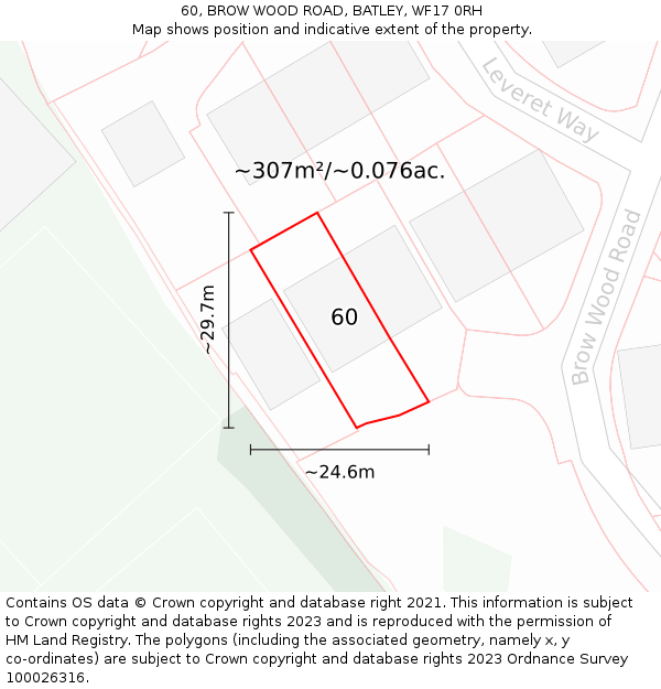 60, BROW WOOD ROAD, BATLEY, WF17 0RH: Plot and title map