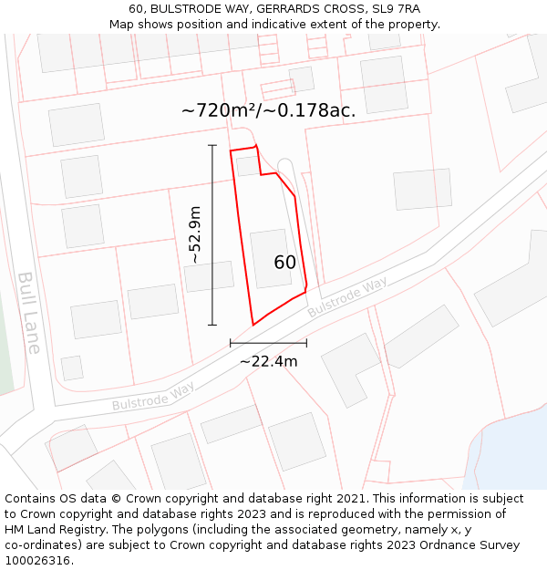 60, BULSTRODE WAY, GERRARDS CROSS, SL9 7RA: Plot and title map