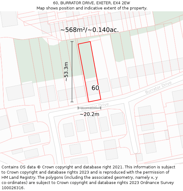 60, BURRATOR DRIVE, EXETER, EX4 2EW: Plot and title map