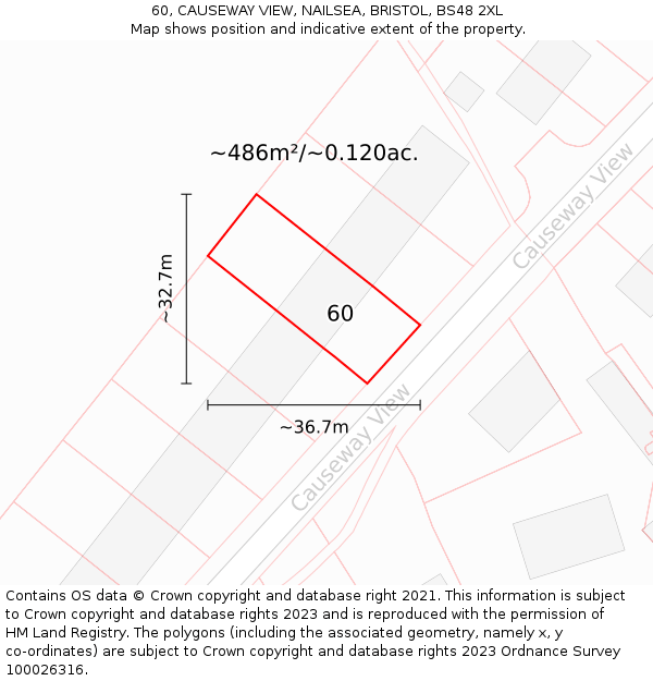 60, CAUSEWAY VIEW, NAILSEA, BRISTOL, BS48 2XL: Plot and title map