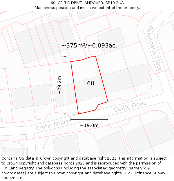 60, CELTIC DRIVE, ANDOVER, SP10 2UA: Plot and title map