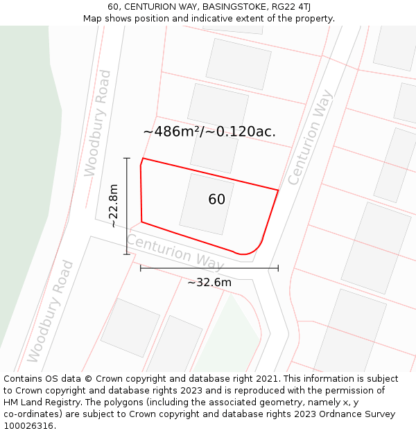 60, CENTURION WAY, BASINGSTOKE, RG22 4TJ: Plot and title map