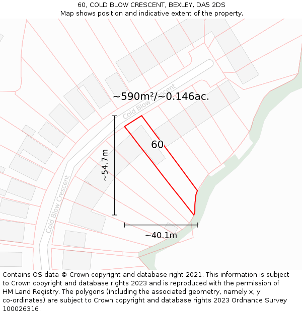 60, COLD BLOW CRESCENT, BEXLEY, DA5 2DS: Plot and title map