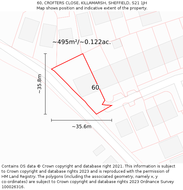 60, CROFTERS CLOSE, KILLAMARSH, SHEFFIELD, S21 1JH: Plot and title map