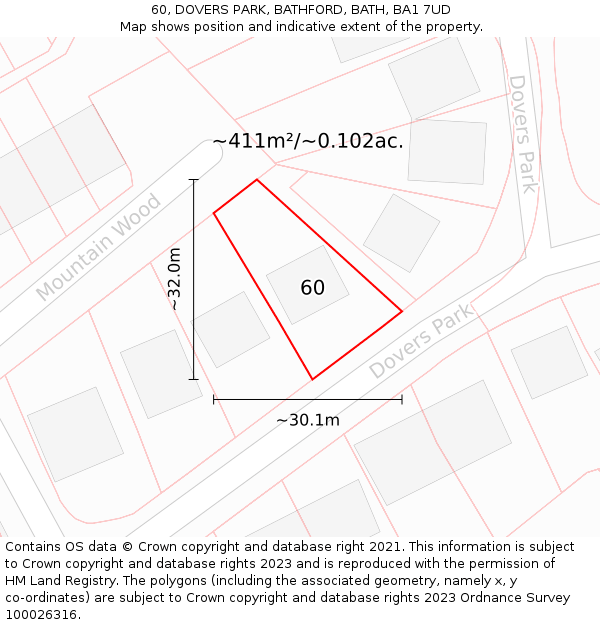 60, DOVERS PARK, BATHFORD, BATH, BA1 7UD: Plot and title map