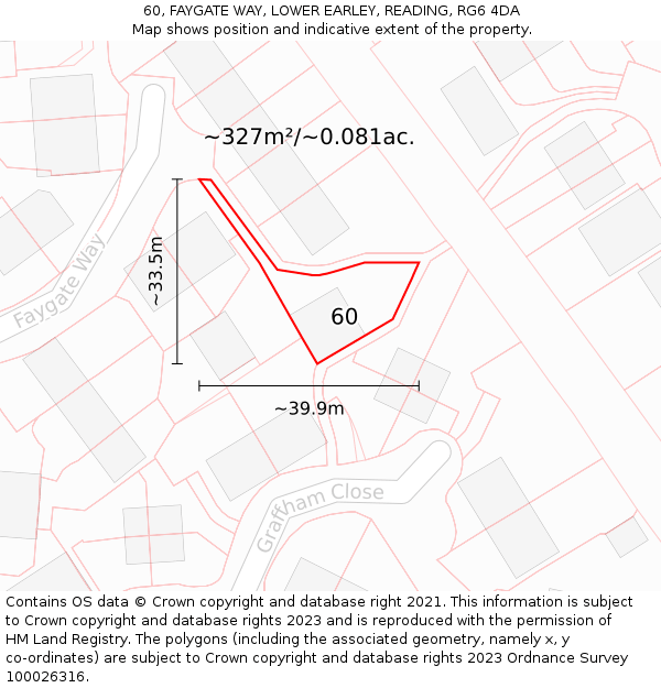 60, FAYGATE WAY, LOWER EARLEY, READING, RG6 4DA: Plot and title map
