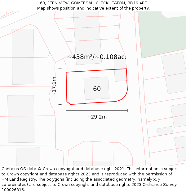 60, FERN VIEW, GOMERSAL, CLECKHEATON, BD19 4PE: Plot and title map