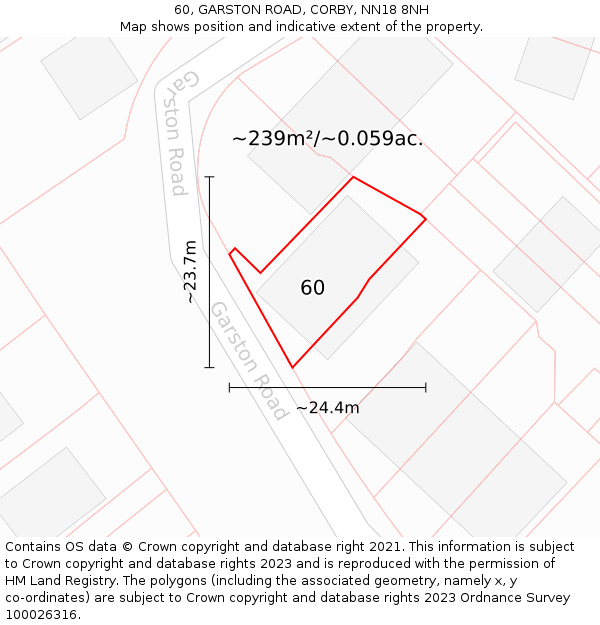 60, GARSTON ROAD, CORBY, NN18 8NH: Plot and title map