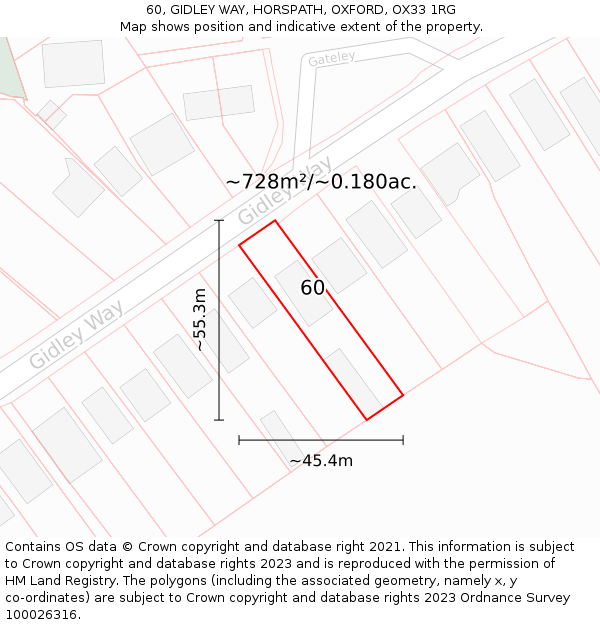 60, GIDLEY WAY, HORSPATH, OXFORD, OX33 1RG: Plot and title map