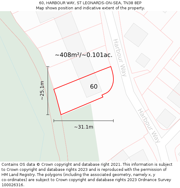 60, HARBOUR WAY, ST LEONARDS-ON-SEA, TN38 8EP: Plot and title map
