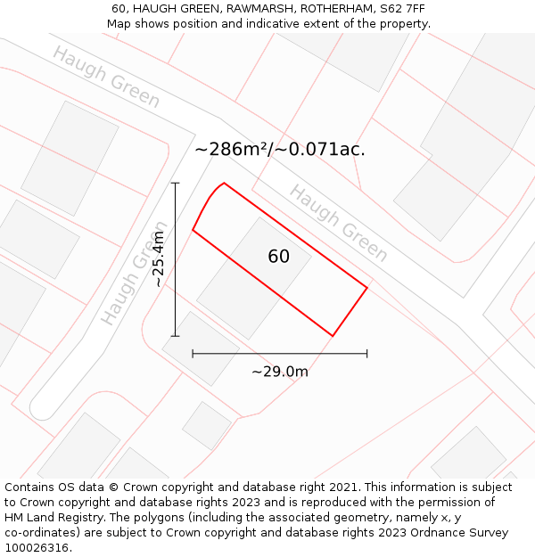 60, HAUGH GREEN, RAWMARSH, ROTHERHAM, S62 7FF: Plot and title map