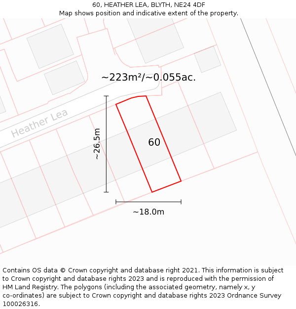 60, HEATHER LEA, BLYTH, NE24 4DF: Plot and title map