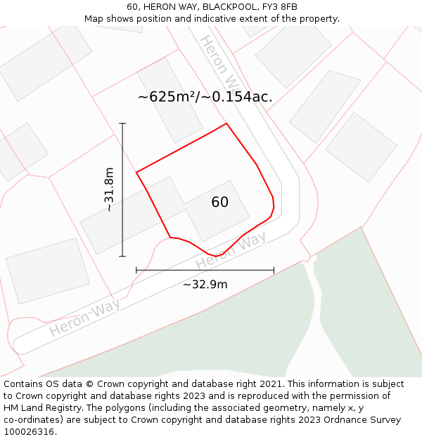 60, HERON WAY, BLACKPOOL, FY3 8FB: Plot and title map
