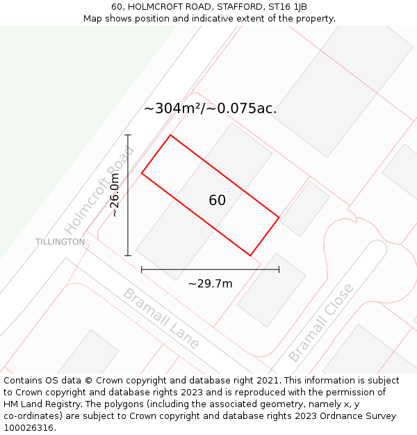 60, HOLMCROFT ROAD, STAFFORD, ST16 1JB: Plot and title map
