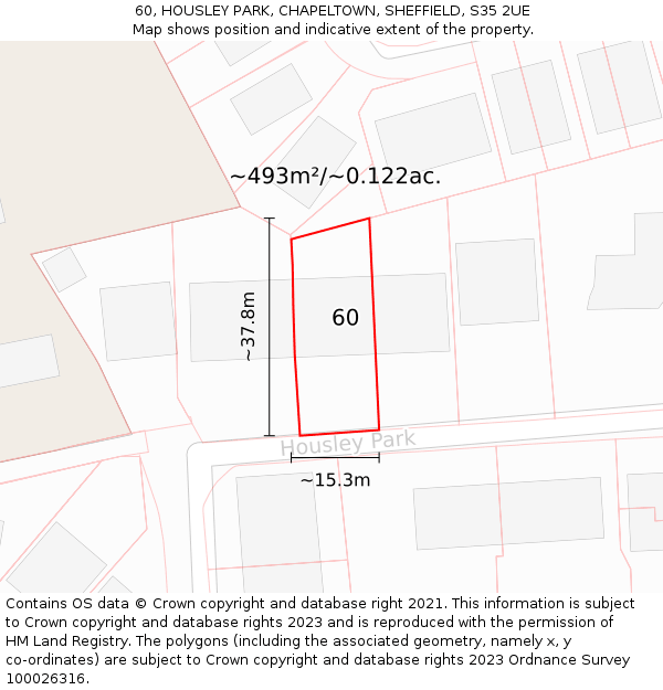 60, HOUSLEY PARK, CHAPELTOWN, SHEFFIELD, S35 2UE: Plot and title map