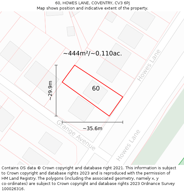 60, HOWES LANE, COVENTRY, CV3 6PJ: Plot and title map