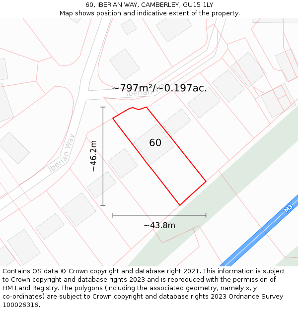 60, IBERIAN WAY, CAMBERLEY, GU15 1LY: Plot and title map