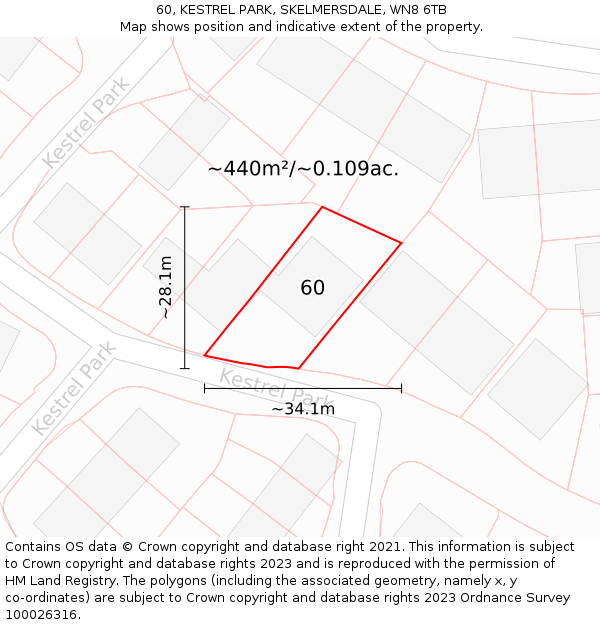 60, KESTREL PARK, SKELMERSDALE, WN8 6TB: Plot and title map