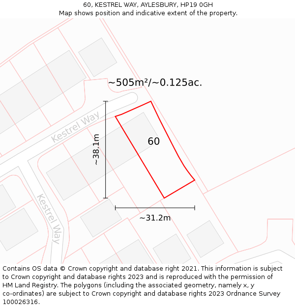60, KESTREL WAY, AYLESBURY, HP19 0GH: Plot and title map