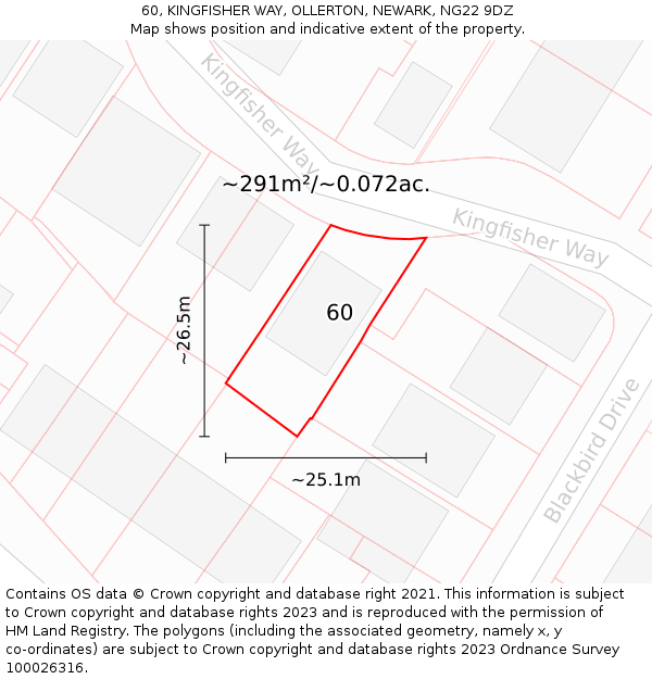60, KINGFISHER WAY, OLLERTON, NEWARK, NG22 9DZ: Plot and title map