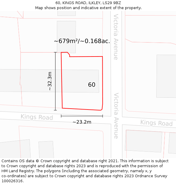 60, KINGS ROAD, ILKLEY, LS29 9BZ: Plot and title map