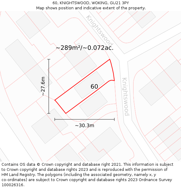 60, KNIGHTSWOOD, WOKING, GU21 3PY: Plot and title map