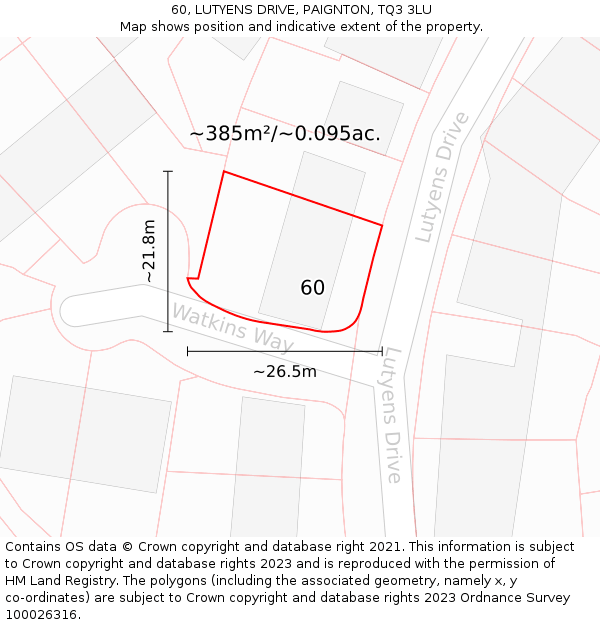 60, LUTYENS DRIVE, PAIGNTON, TQ3 3LU: Plot and title map