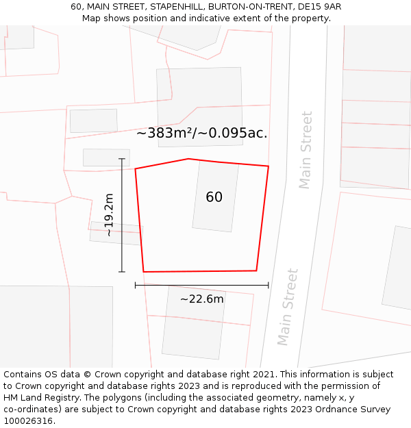 60, MAIN STREET, STAPENHILL, BURTON-ON-TRENT, DE15 9AR: Plot and title map