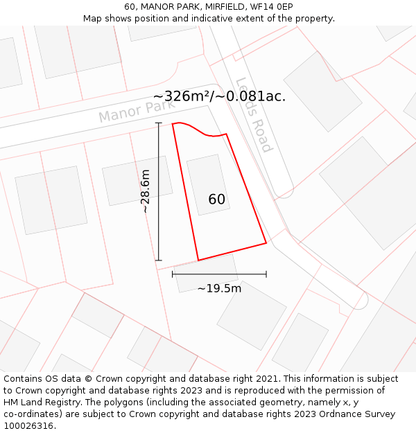 60, MANOR PARK, MIRFIELD, WF14 0EP: Plot and title map
