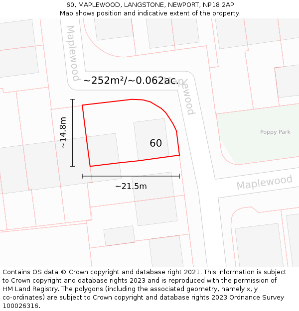 60, MAPLEWOOD, LANGSTONE, NEWPORT, NP18 2AP: Plot and title map