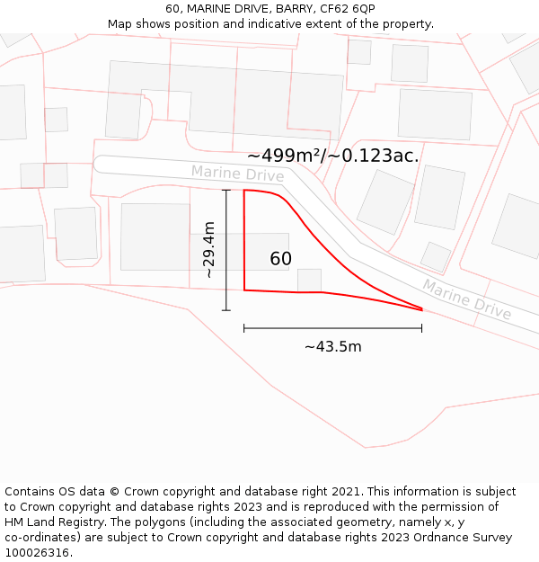 60, MARINE DRIVE, BARRY, CF62 6QP: Plot and title map