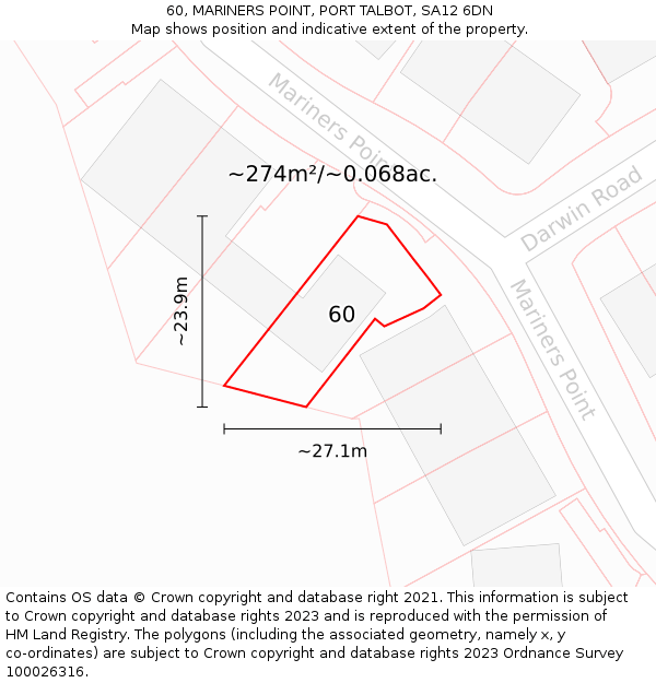 60, MARINERS POINT, PORT TALBOT, SA12 6DN: Plot and title map