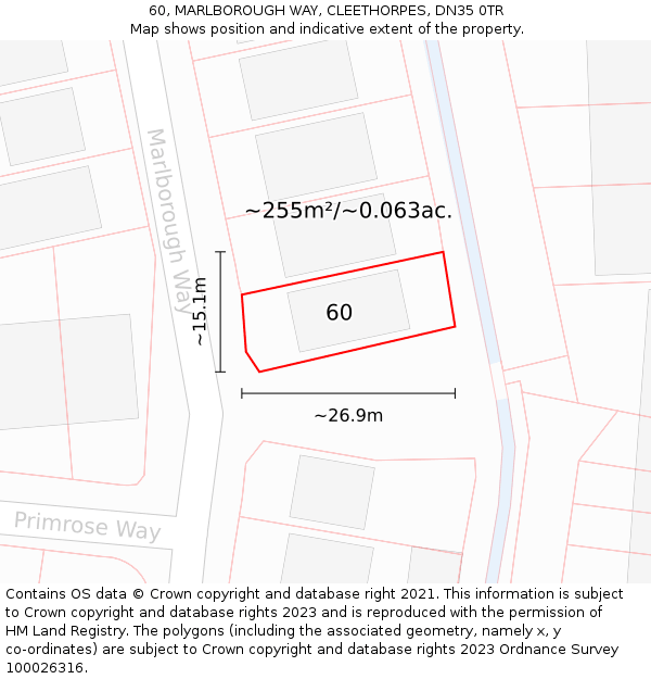 60, MARLBOROUGH WAY, CLEETHORPES, DN35 0TR: Plot and title map