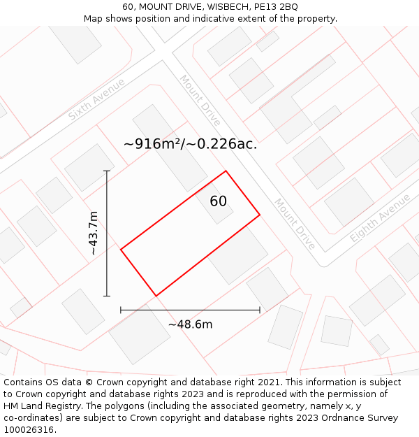 60, MOUNT DRIVE, WISBECH, PE13 2BQ: Plot and title map
