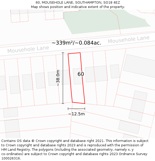 60, MOUSEHOLE LANE, SOUTHAMPTON, SO18 4EZ: Plot and title map