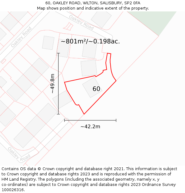 60, OAKLEY ROAD, WILTON, SALISBURY, SP2 0FA: Plot and title map